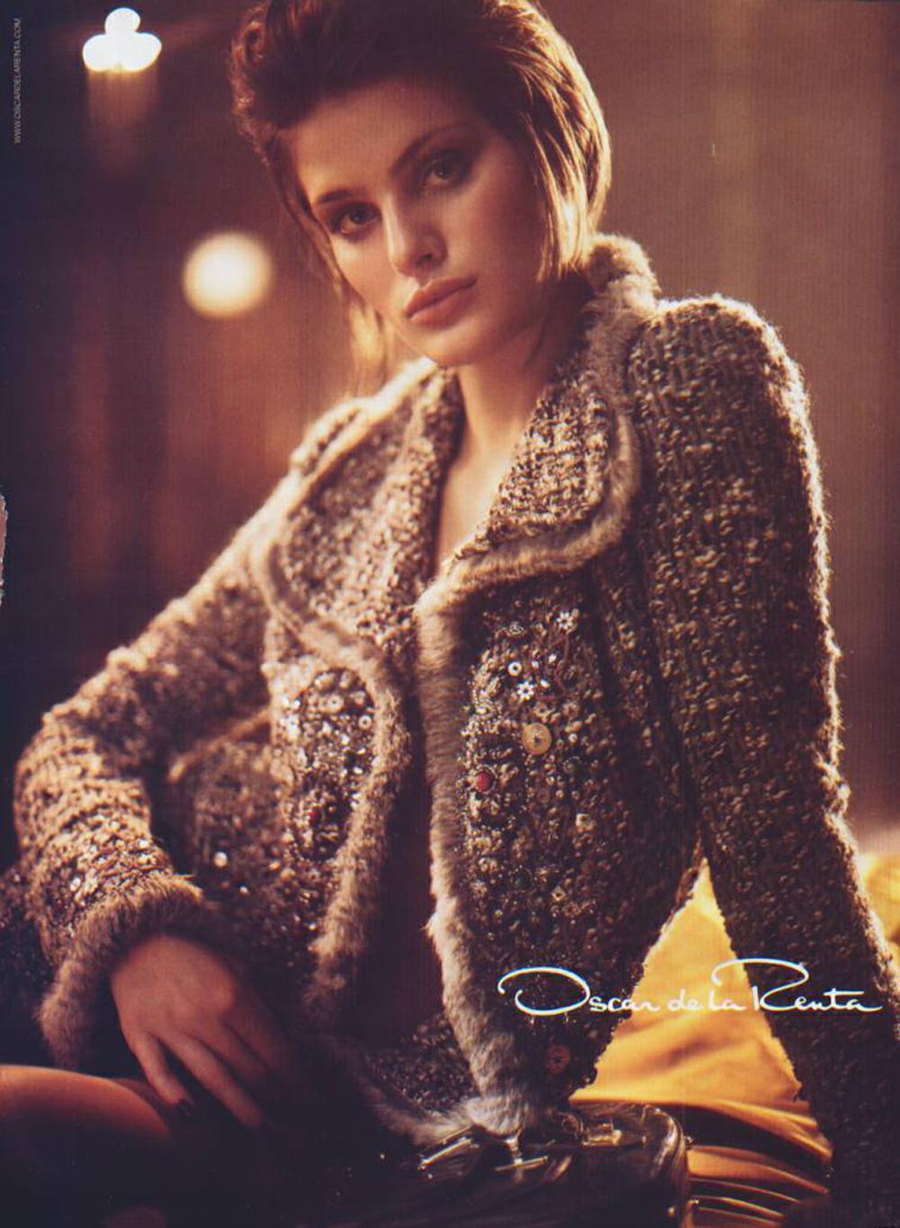 Oscar De La Renta Runway FW 2004 Beaded Embroidered Fur Trim Coat Cardigan XL For Sale 13
