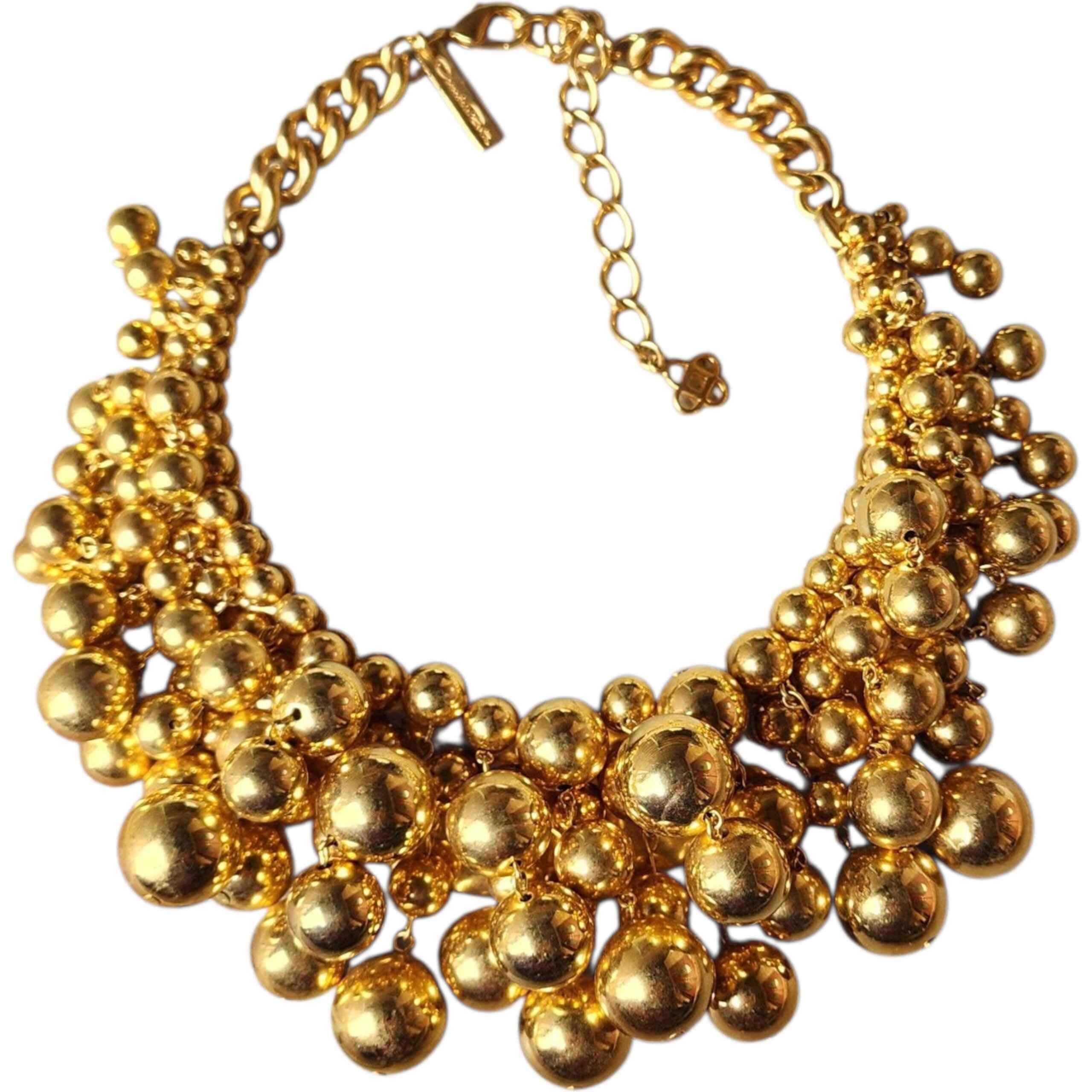Greco classico Oscar De La Renta Runway - Collana con sfere d'oro - Bold Couture Bib in vendita