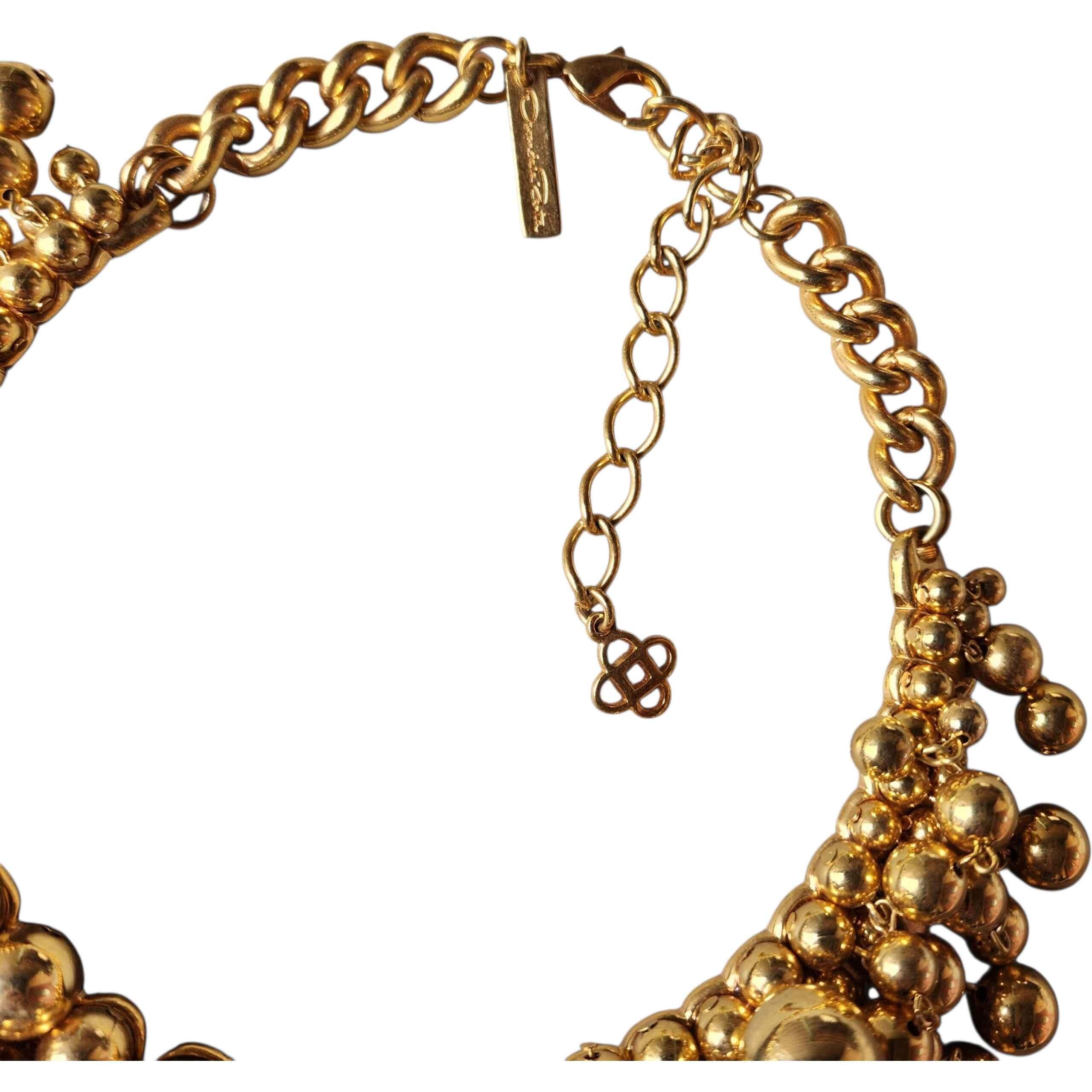 Taglio baguette Oscar De La Renta Runway - Collana con sfere d'oro - Bold Couture Bib in vendita