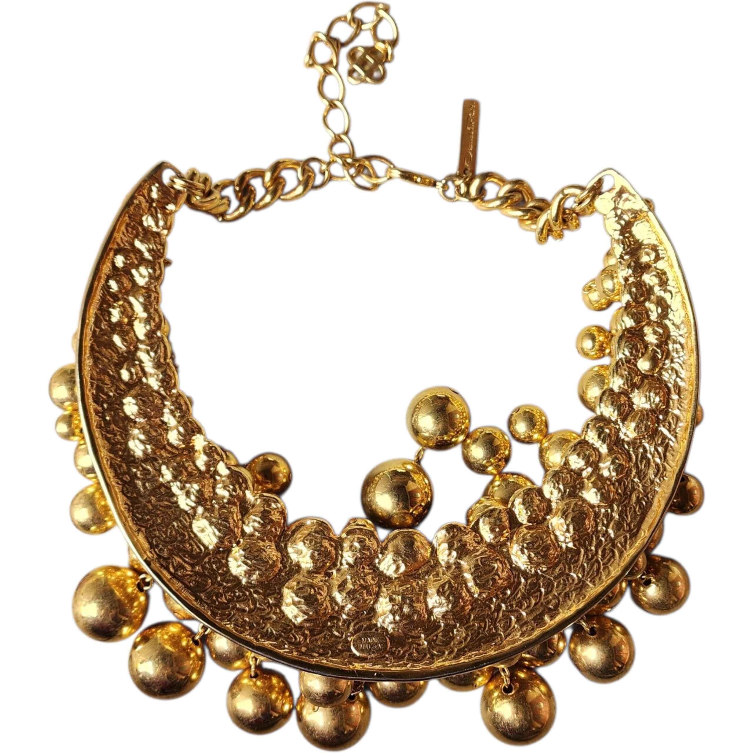 Oscar De La Renta Runway - Collana con sfere d'oro - Bold Couture Bib In condizioni Nuovo in vendita a Milford, DE