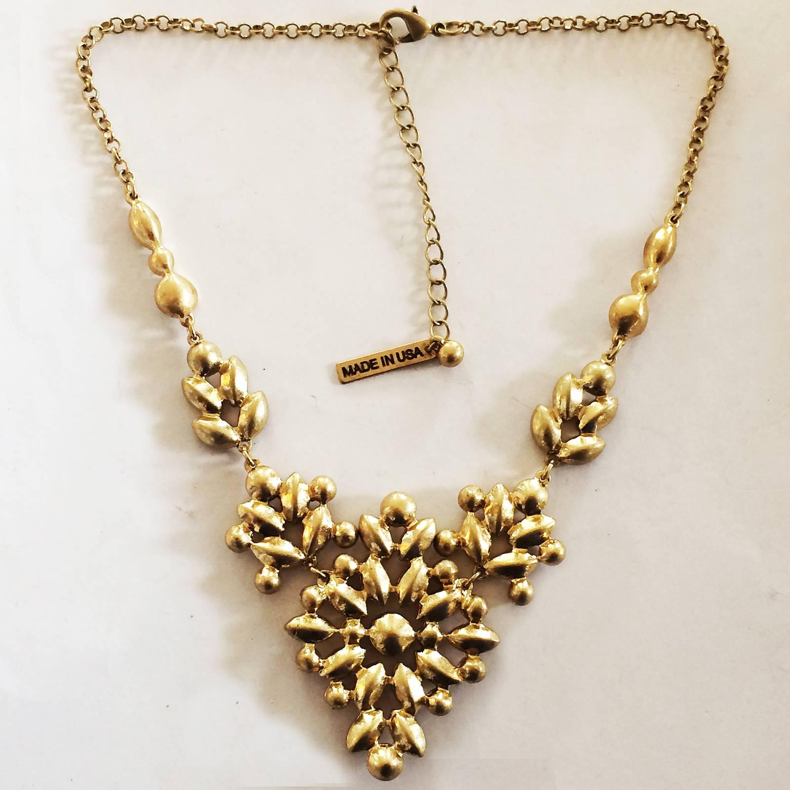 Modern Oscar De La Renta Runway Necklace with Citrine glass and crystal For Sale