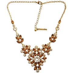 Vintage Oscar De La Renta Runway Necklace with Citrine glass and crystal