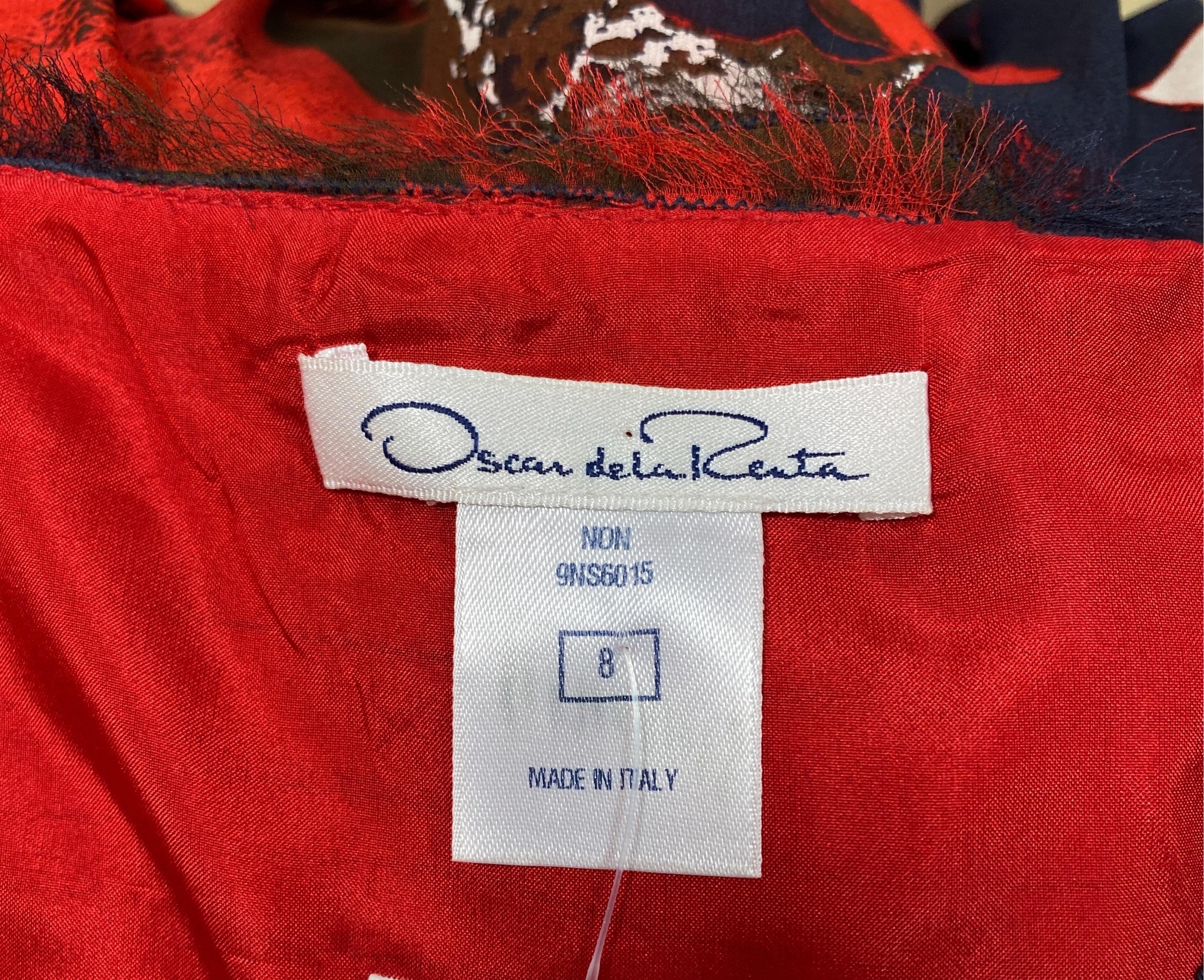 Oscar de la Renta Runway Pre Fall 2011 Rot Weiß und Blau Seidenkleid- Größe M im Angebot 12