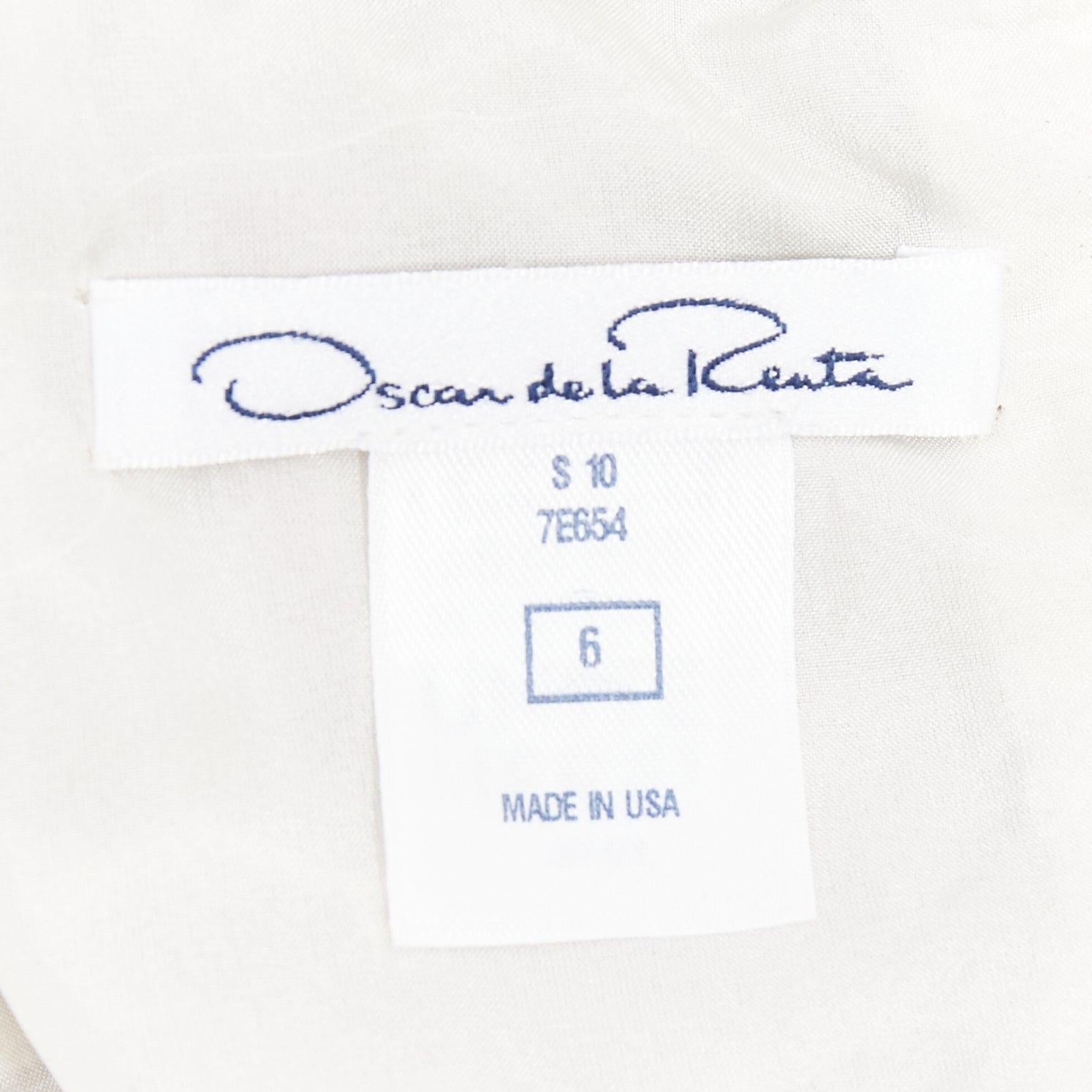 OSCAR DE LA RENTA Runway purple silk embroidery anglais fringe hem dress US6 M For Sale 4