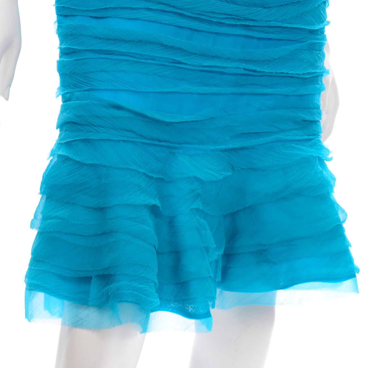 Oscar de la Renta Runway Resort 2009 Blue Silk Chiffon Strapless Evening Dress 2