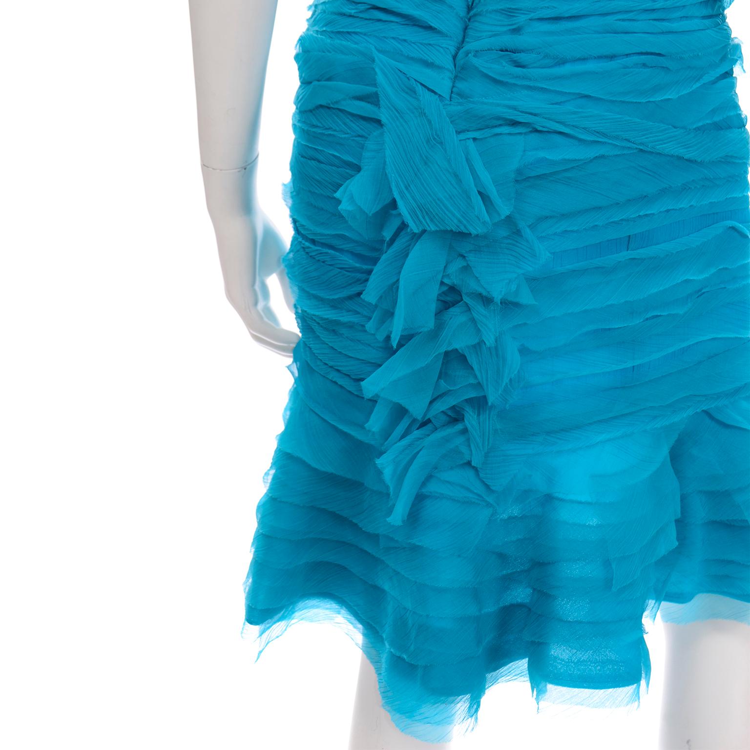Oscar de la Renta Runway Resort 2009 Blue Silk Chiffon Strapless Evening Dress 3