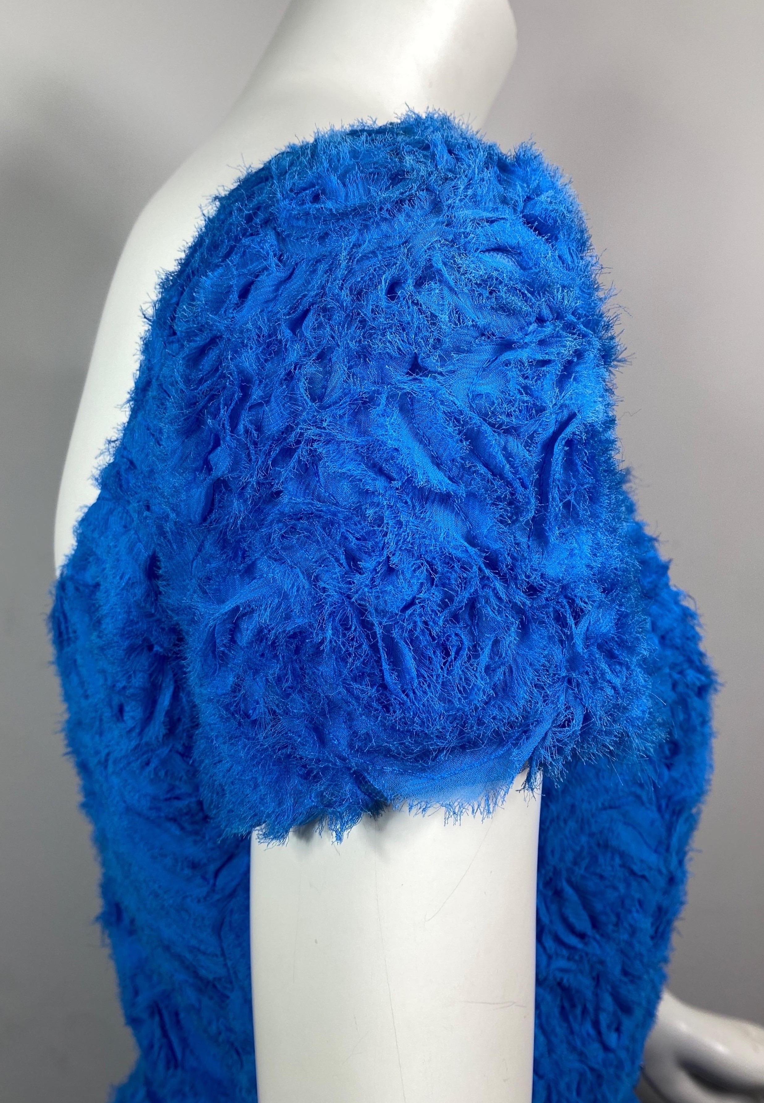 Oscar de La Renta Runway Resort 2013 - Robe rosette en mousseline bleu royal - Taille 4 en vente 4
