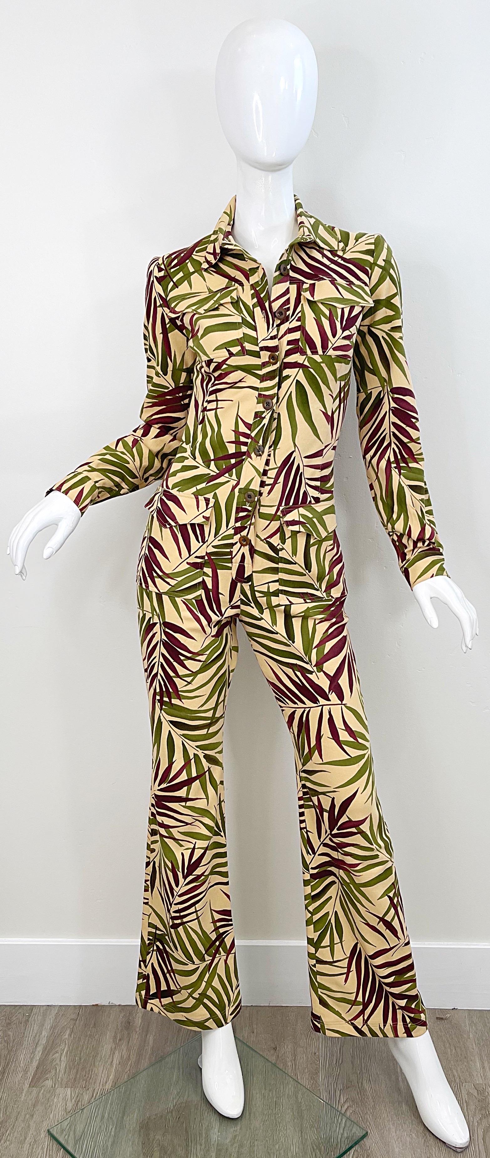 Oscar de la Renta Laufsteg S/S 2002 Größe 4 Palm Tropical Safari Print Jumpsuit  im Angebot 14