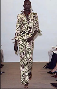 Oscar de la Renta Runway Spring 2002 Size 4 Palm Tropical Safari Print Jumpsuit