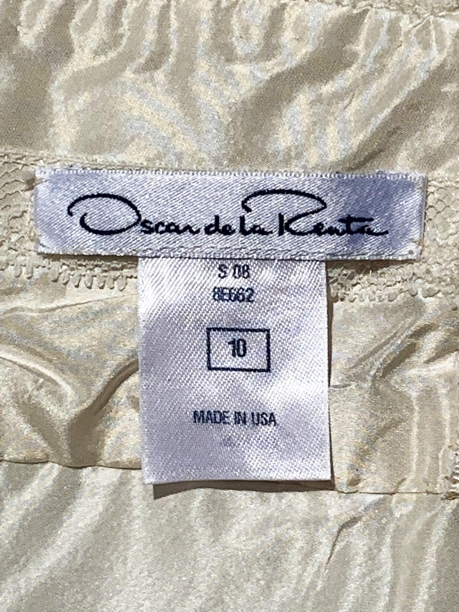 Oscar de la Renta Runway S/S 2008 Cream Color Silk Corset Dress Gown US 10 For Sale 10