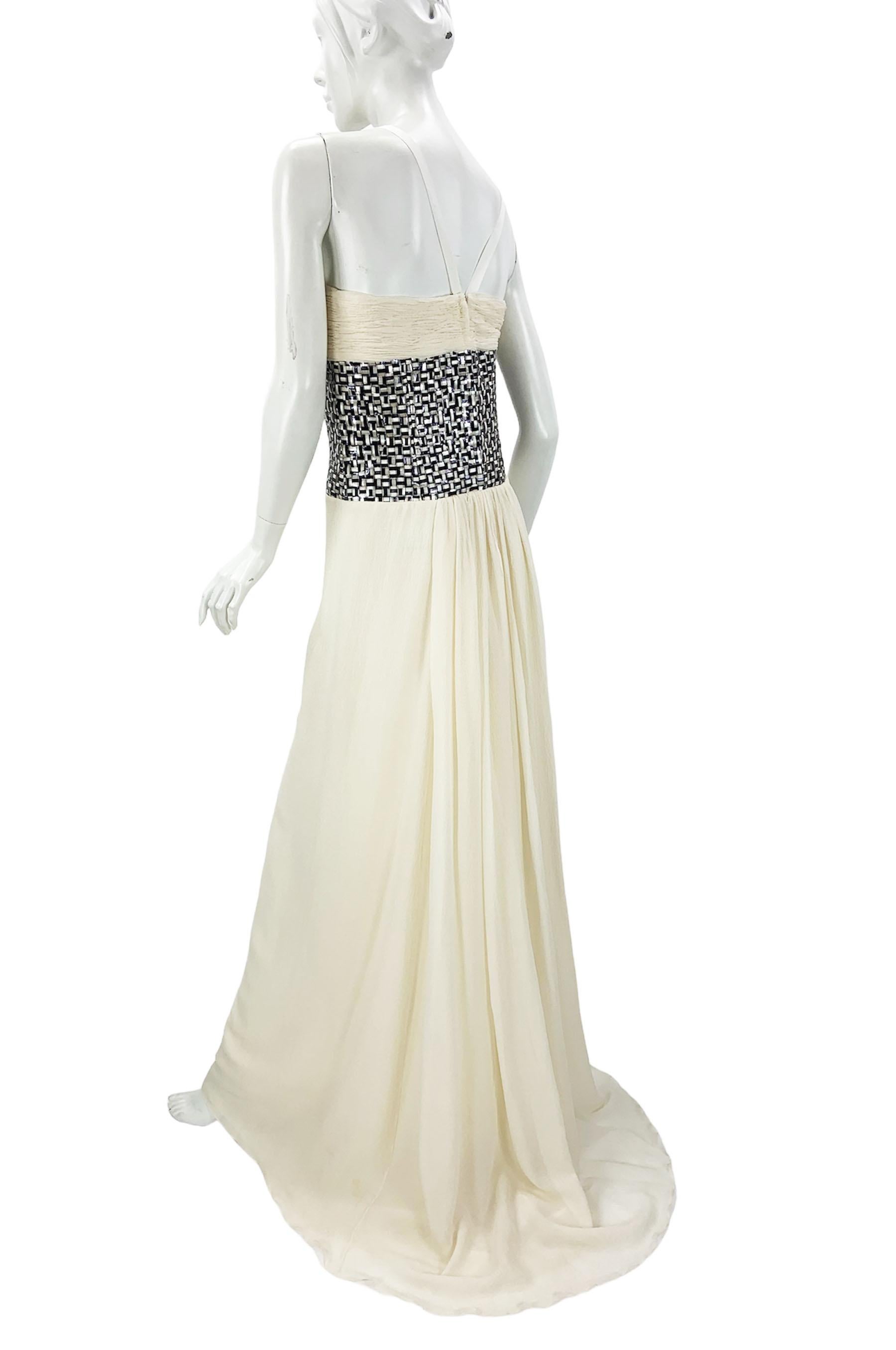 Oscar de la Renta Runway S/S 2008 Cream Color Silk Corset Dress Gown US 10 For Sale 5