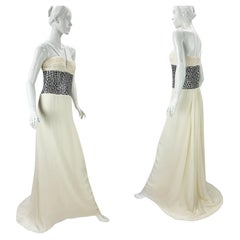 Oscar de la Renta Laufsteg F/S 2008 Cremefarbenes Korsettkleid aus Seide aus Seide, US 10