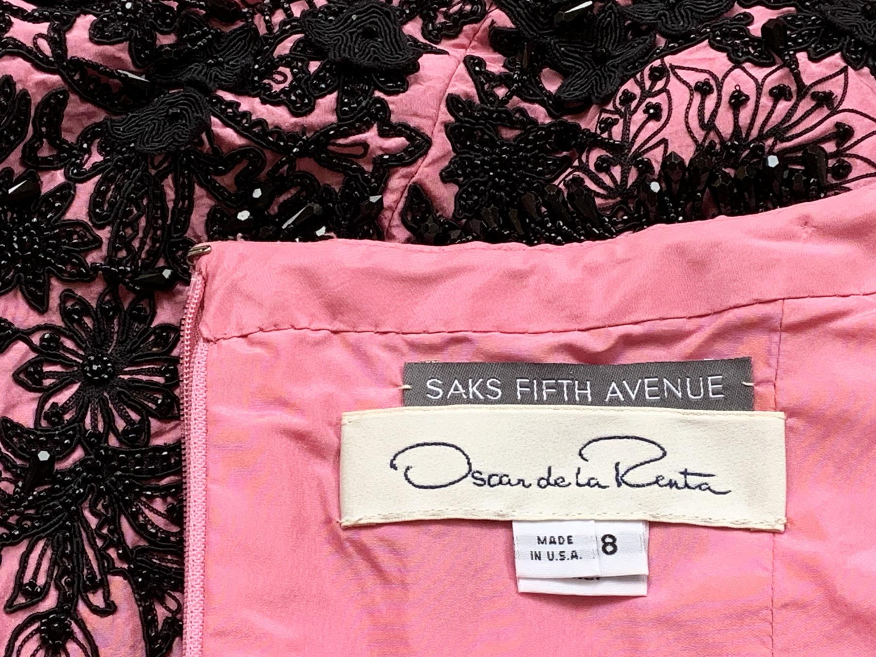 Oscar de la Renta S/S 2004 Collection Pink Silk Taffeta Embellished Dress Gown 8 For Sale 11