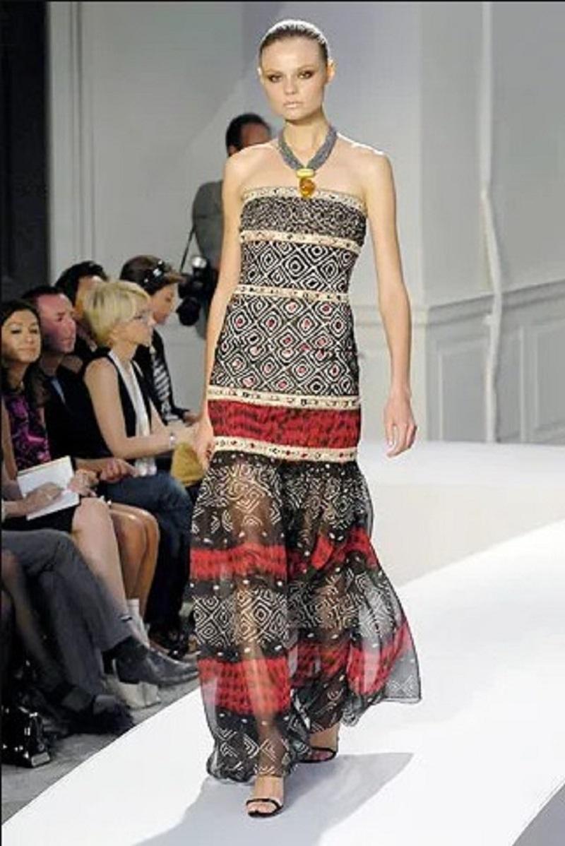 Black Oscar de la Renta S/S 2008 Runway Silk Embellished Long Dress US size 2 For Sale