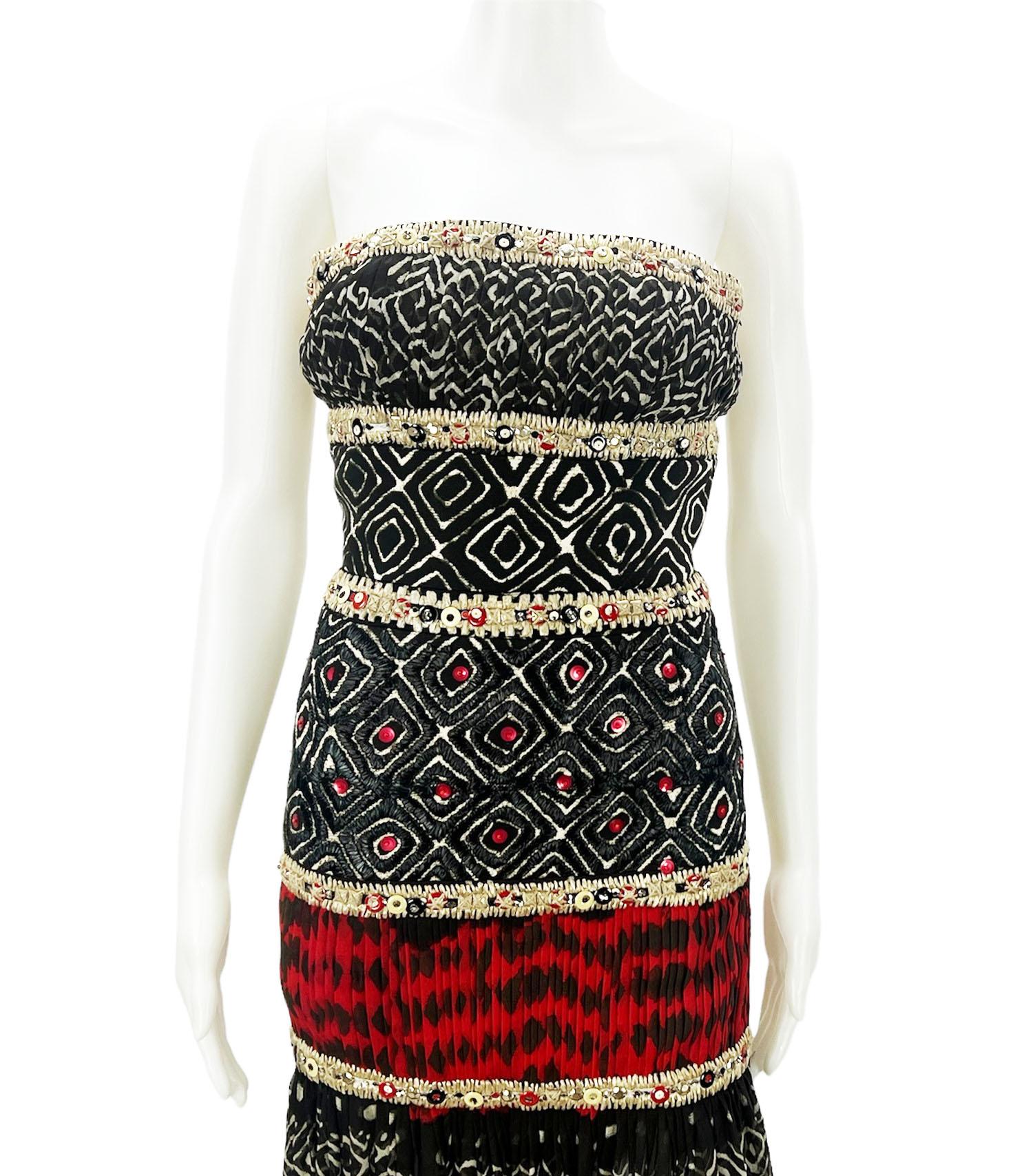 Women's Oscar de la Renta S/S 2008 Runway Silk Embellished Long Dress US size 2 For Sale