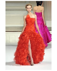Oscar De La Renta P/E 2010 abito da ballo in seta con bustier senza spalline XS - S