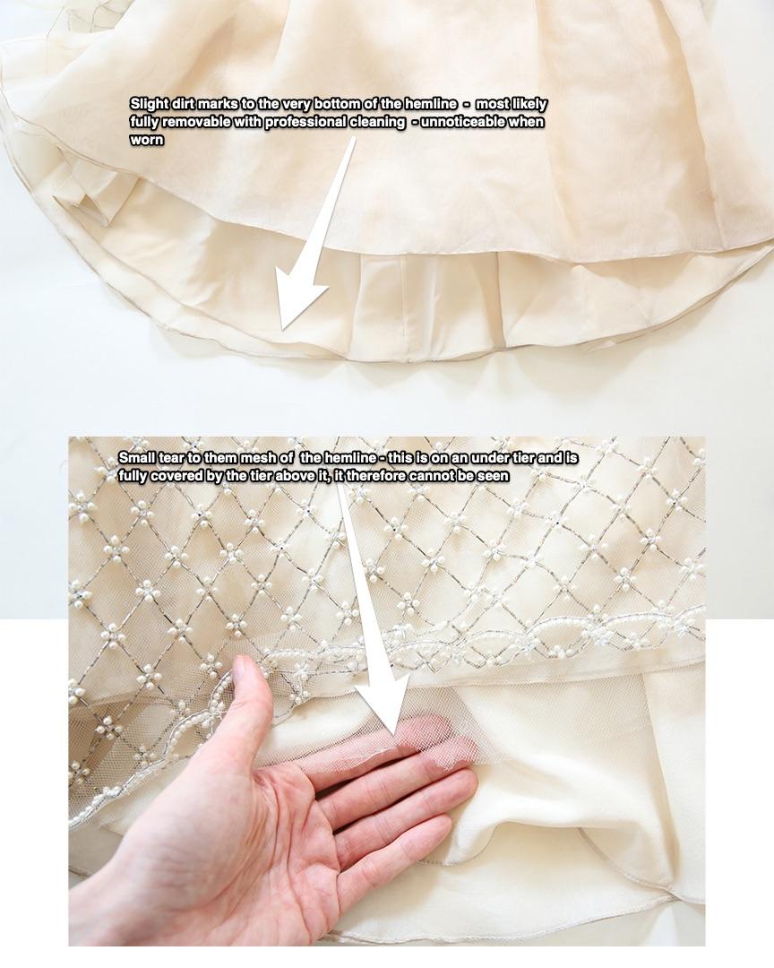 Oscar de la Renta S/S 2014 strapless tiered sheer mesh pearl wedding dress gown 12