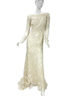 Oscar de la Renta S/S 2021 Ivory Lace Embroidered Wedding Dress Gown M