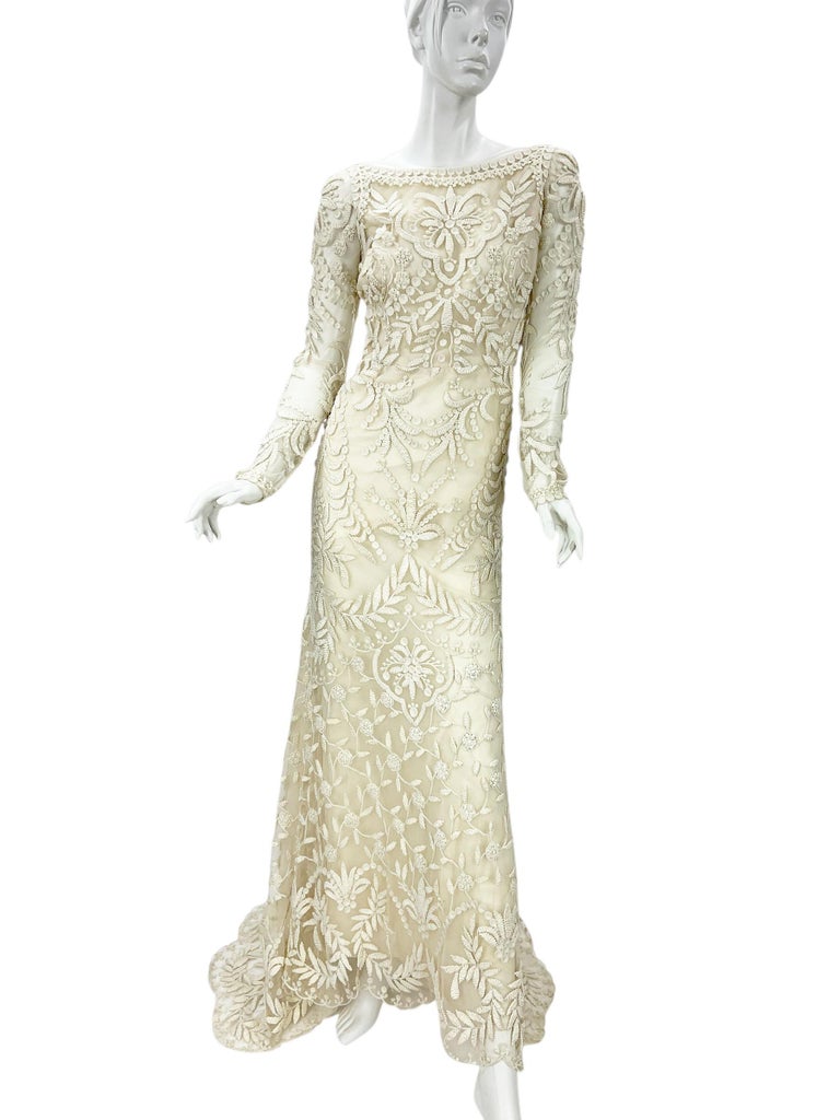 Oscar de la Renta S/S 2021 Ivory Lace Embroidered Wedding Dress Gown M For  Sale at 1stDibs