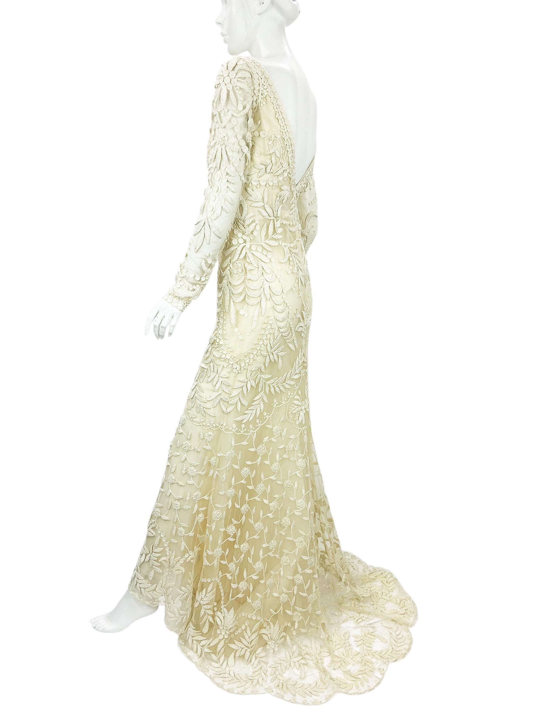 Oscar De La Renta - P/E 2021 - Abito da sposa ricamato in pizzo, avorio, S.I.M. In condizioni ottime in vendita a Montgomery, TX