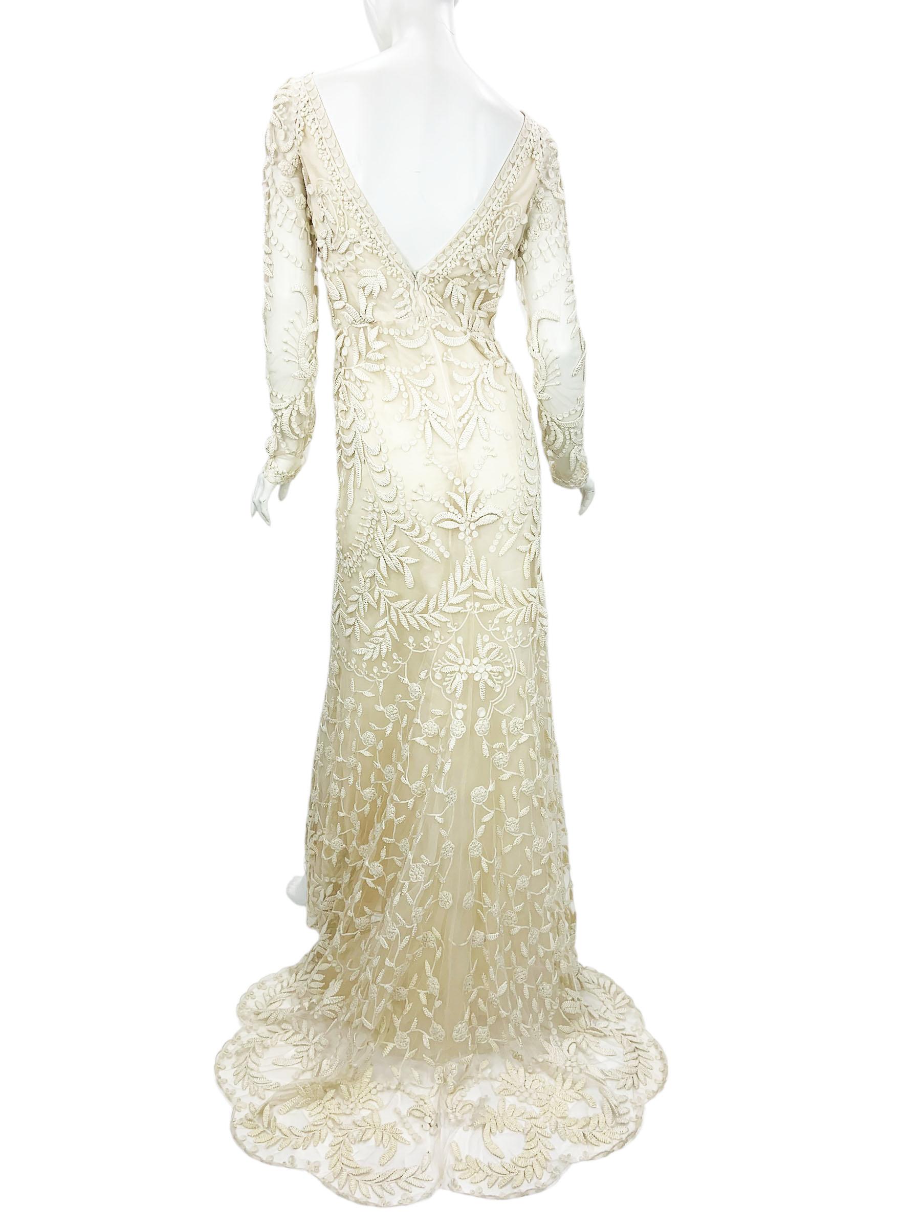 Donna Oscar De La Renta - P/E 2021 - Abito da sposa ricamato in pizzo, avorio, S.I.M. in vendita