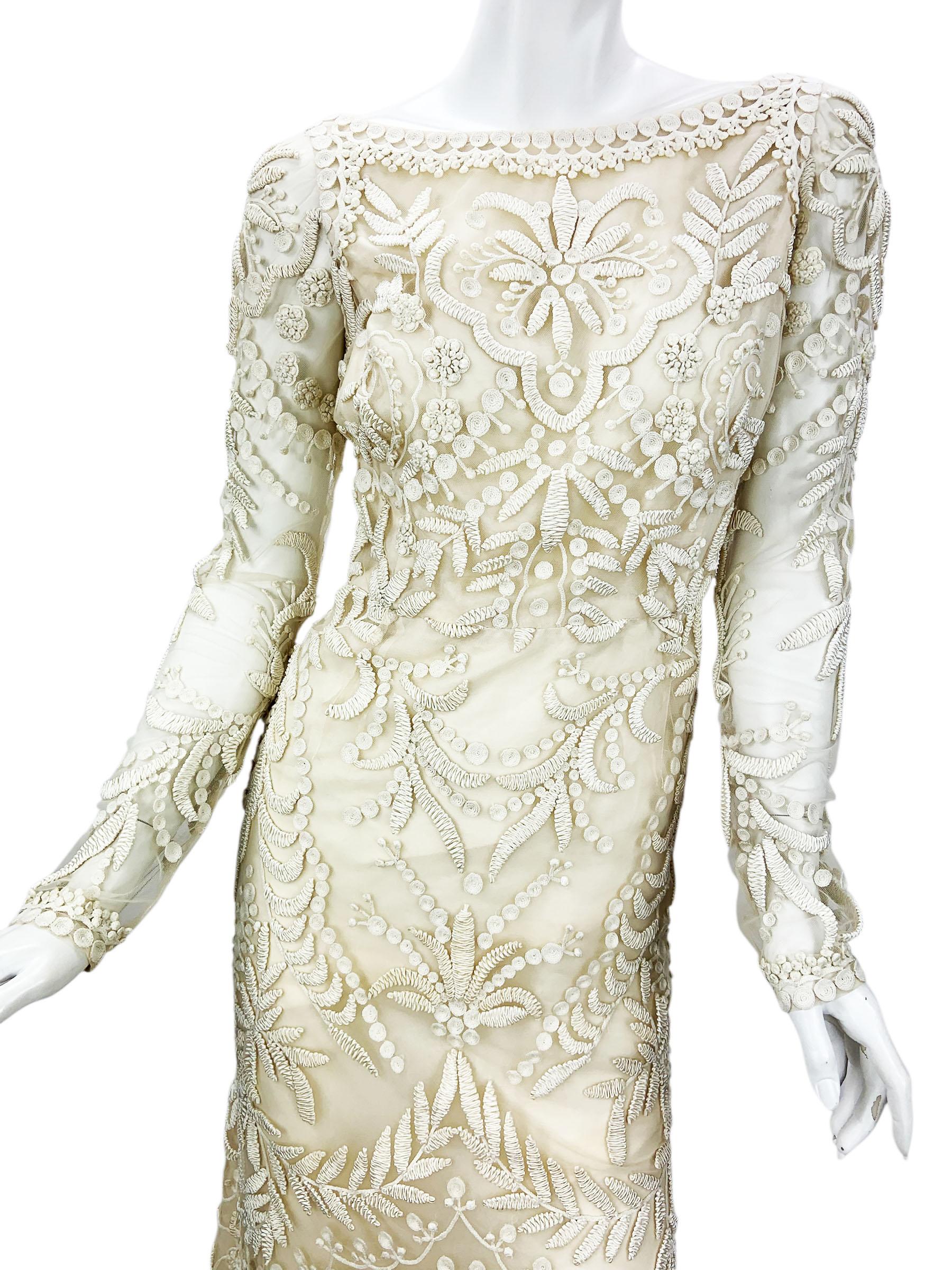 Oscar De La Renta - P/E 2021 - Abito da sposa ricamato in pizzo, avorio, S.I.M. in vendita 1