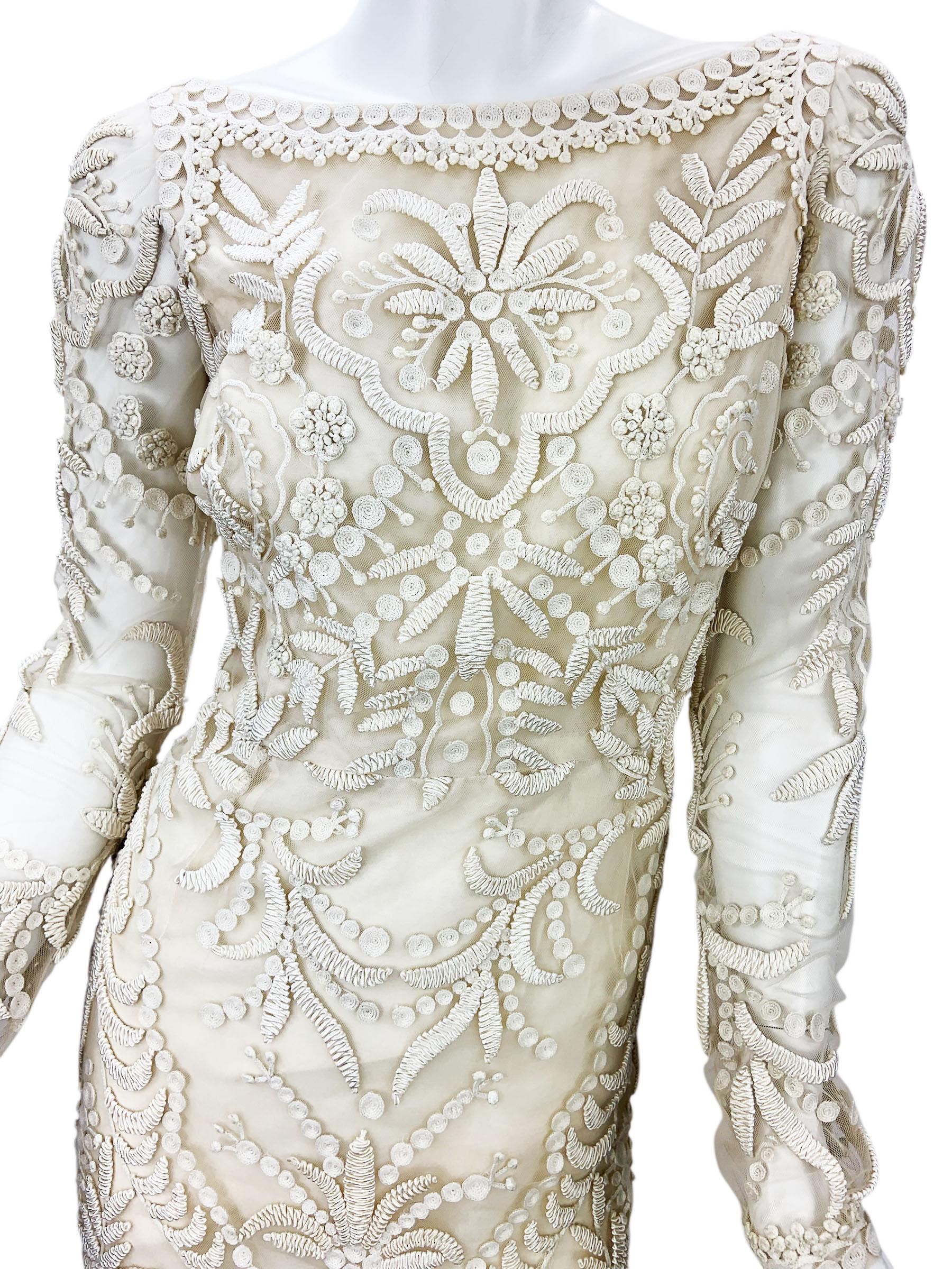 Oscar De La Renta - P/E 2021 - Abito da sposa ricamato in pizzo, avorio, S.I.M. in vendita 2