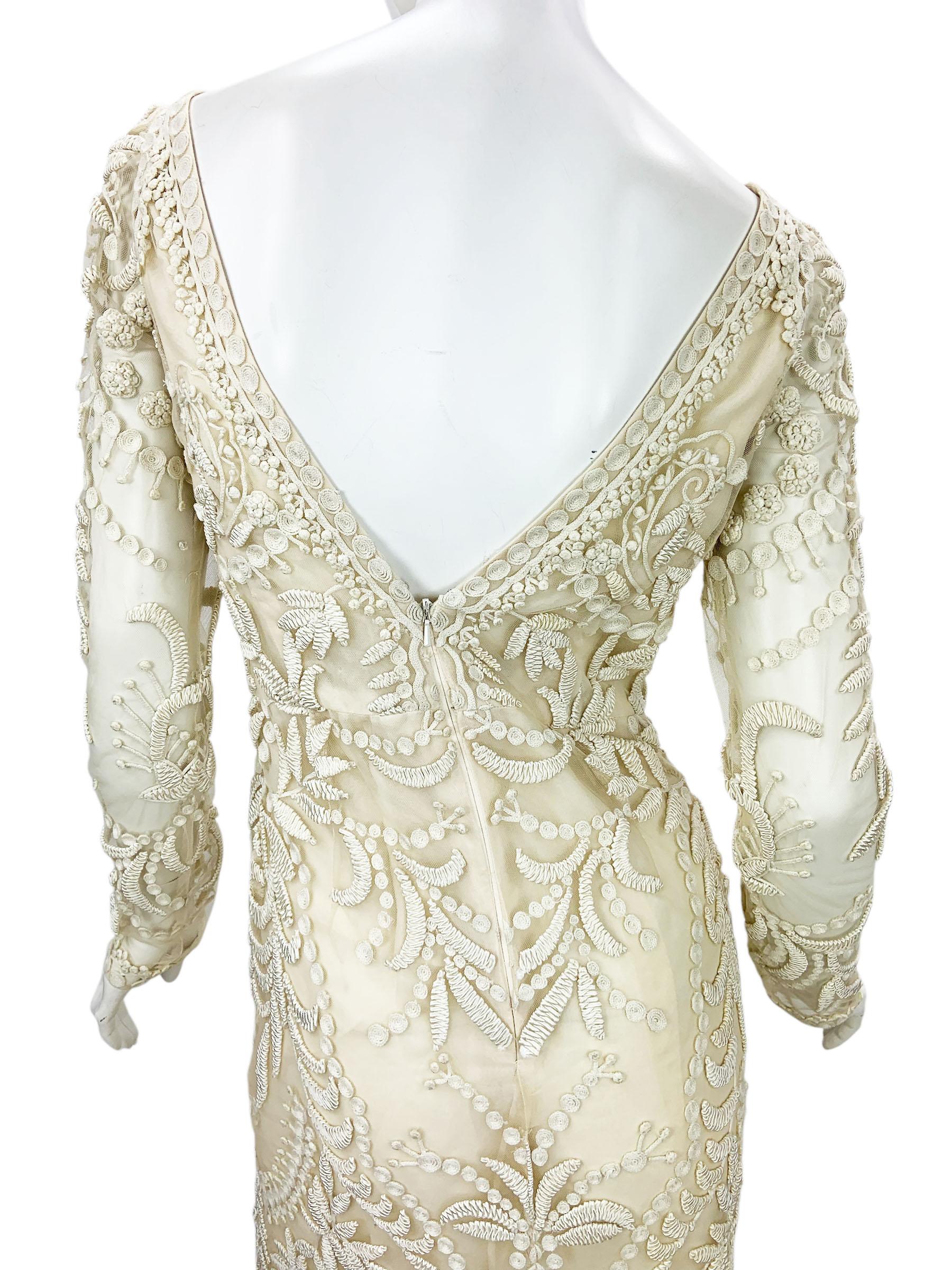 Oscar De La Renta - P/E 2021 - Abito da sposa ricamato in pizzo, avorio, S.I.M. in vendita 4