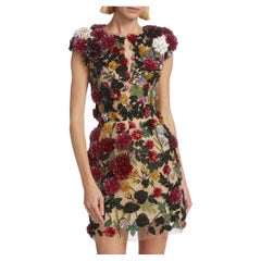 Oscar De La Renta S/S 2023 Crystal Embellished Floral Illusion Mini Dress US 6