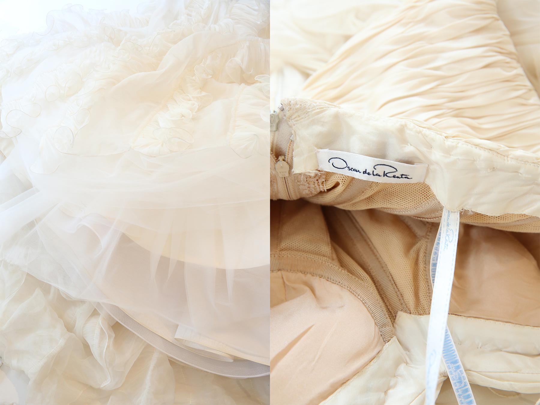 Oscar de la Renta S/S08 bridal ivory strapless vintage ruffle wedding dress gown For Sale 11