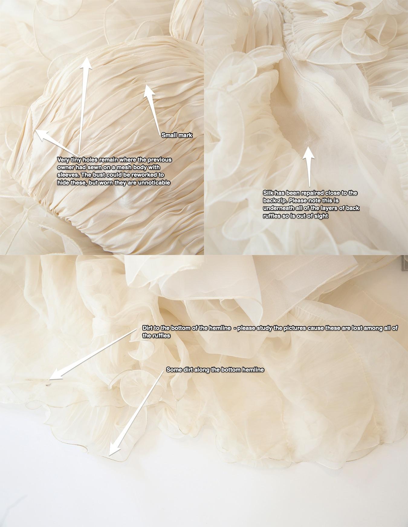 Oscar de la Renta S/S08 bridal ivory strapless vintage ruffle wedding dress gown For Sale 12