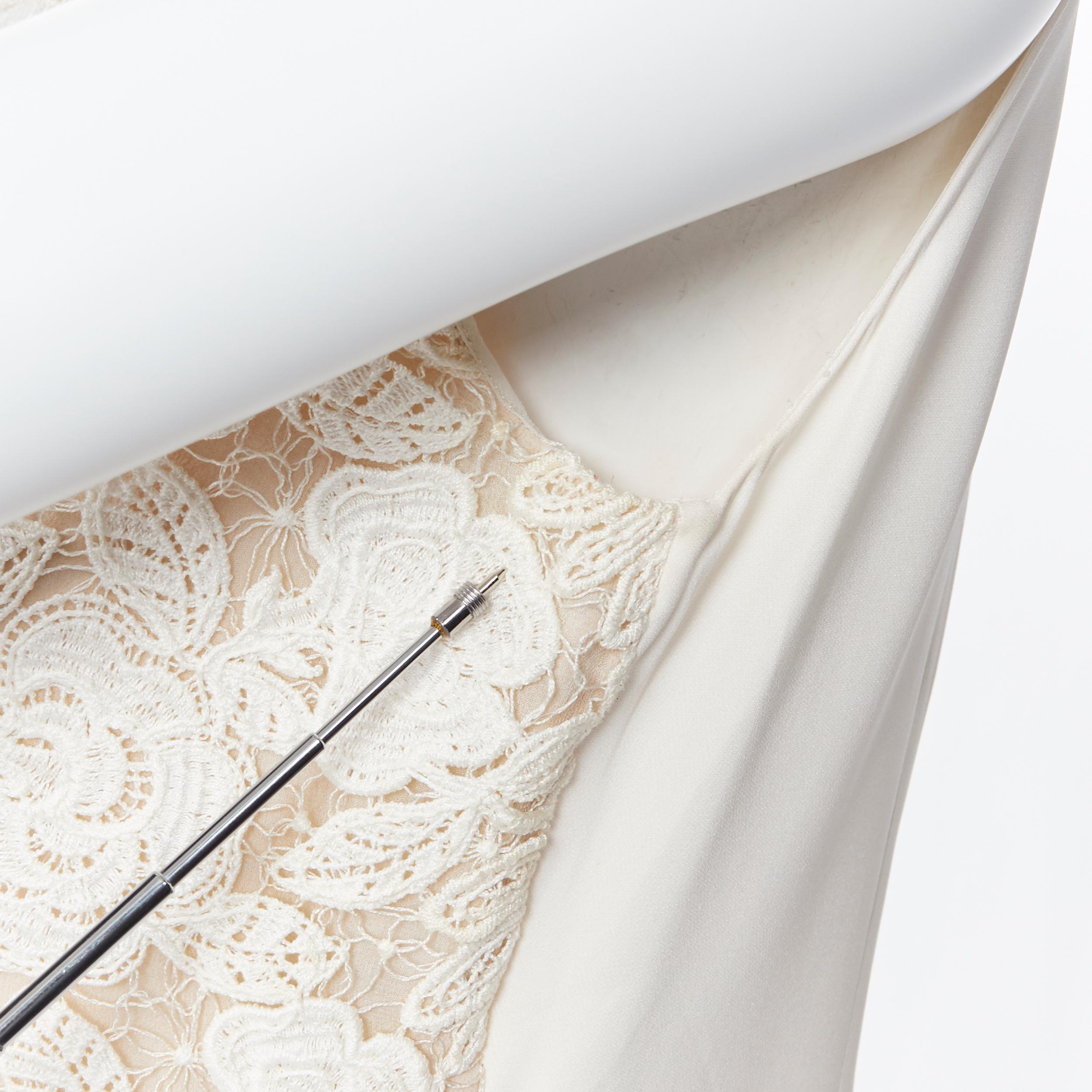 OSCAR DE LA RENTA S15 cream beige lace front silk back sleeveless top US6 3