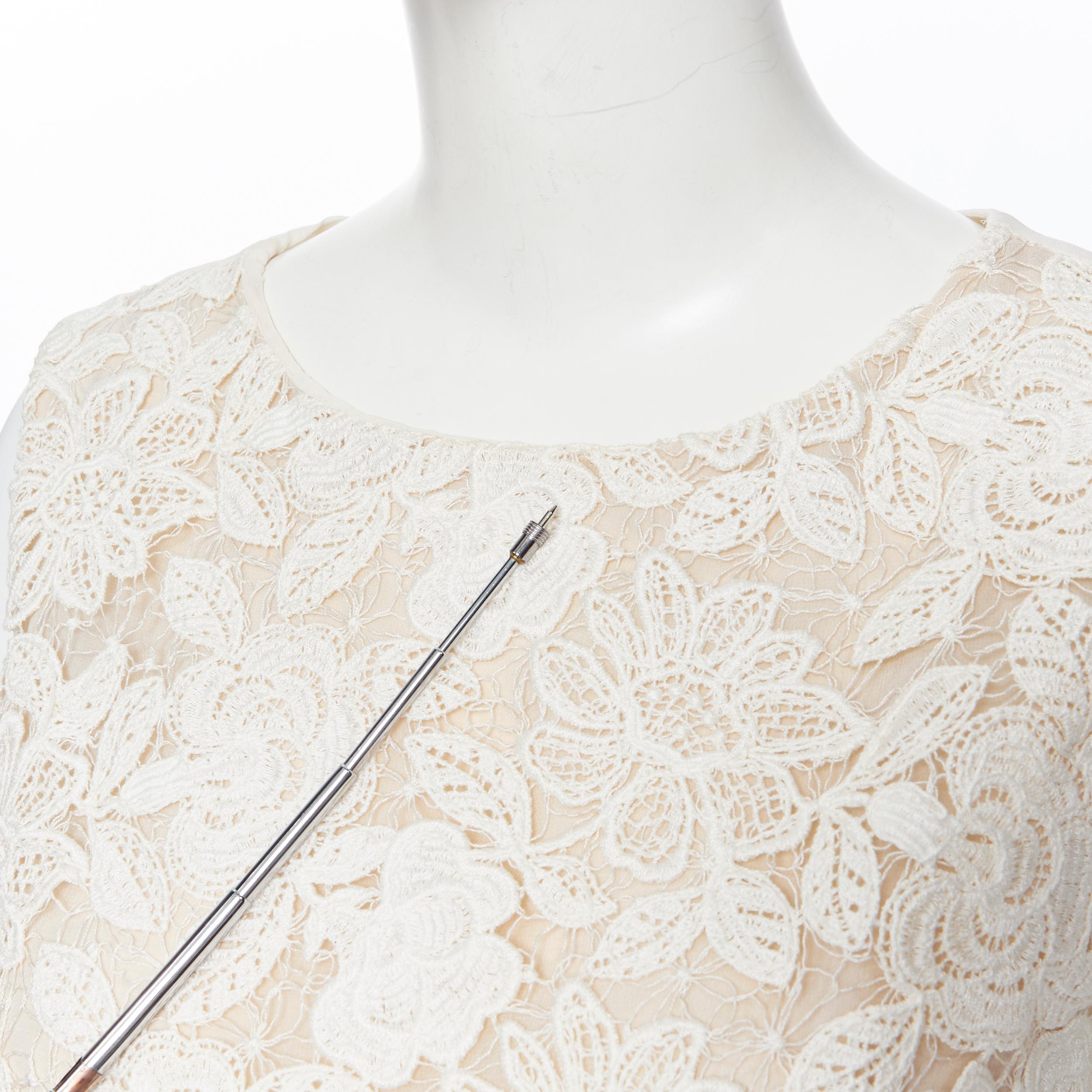 OSCAR DE LA RENTA S15 cream beige lace front silk back sleeveless top US6 2