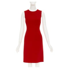 OSCAR DE LA RENTA S18 red virgin wool crepe shift dress US0 XXS