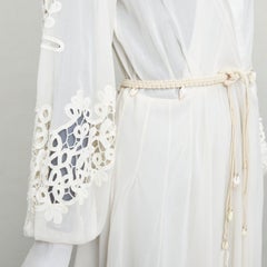 OSCAR DE LA RENTA S19 Robe anglaise de défilé avec broderie transparente et ceinture en coquillage US6 M