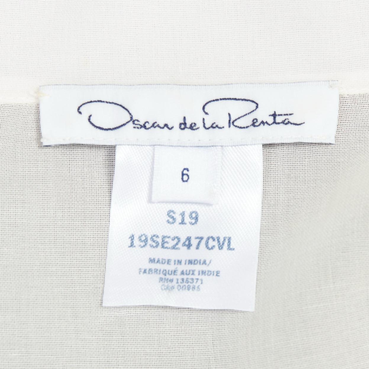 OSCAR DE LA RENTA S19 Laufsteg schiere Stickerei Muschelgürtel anglais Kleid US6 M im Angebot 4