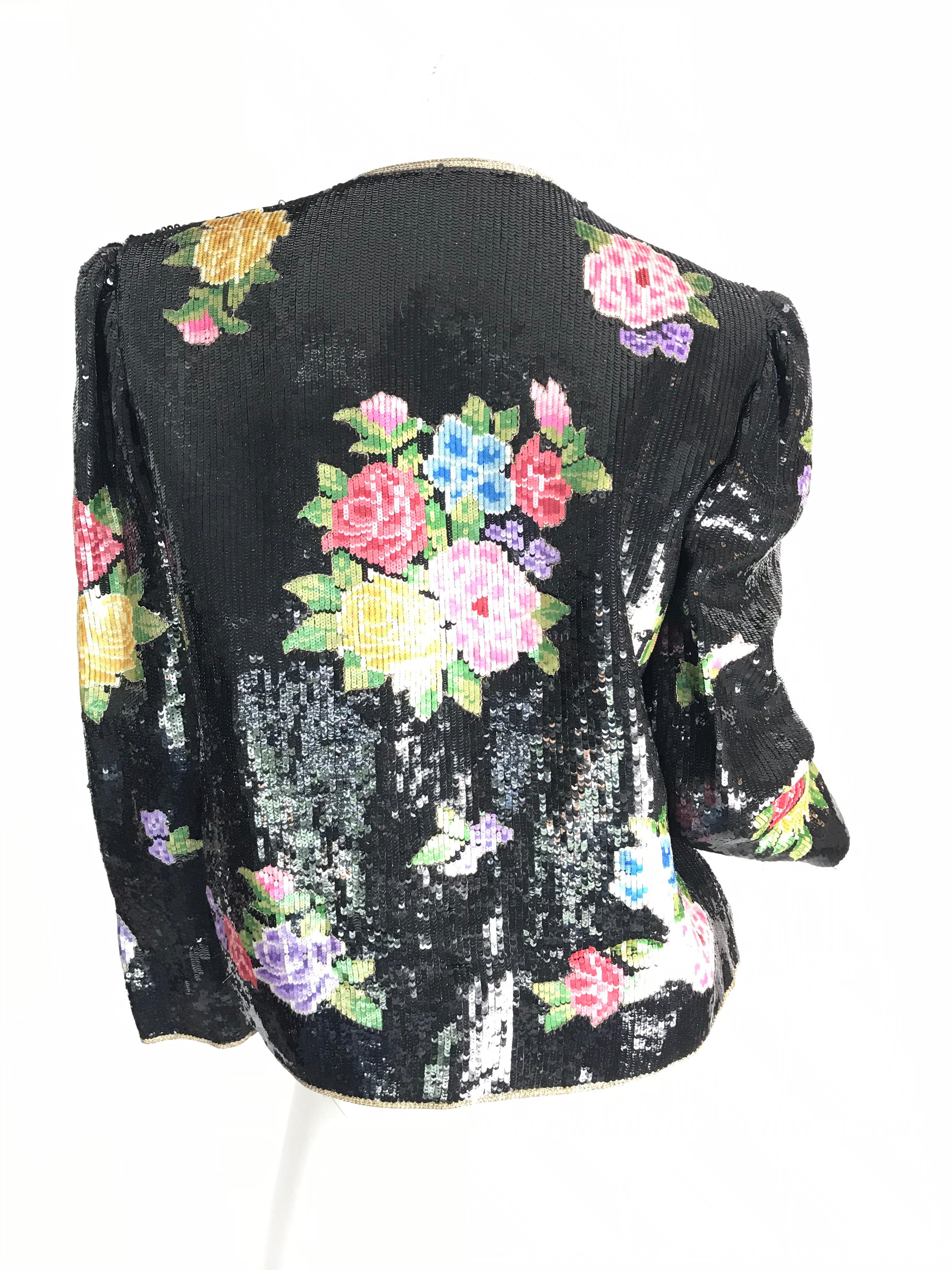 Women's Oscar de la Renta sequin floral jacket 