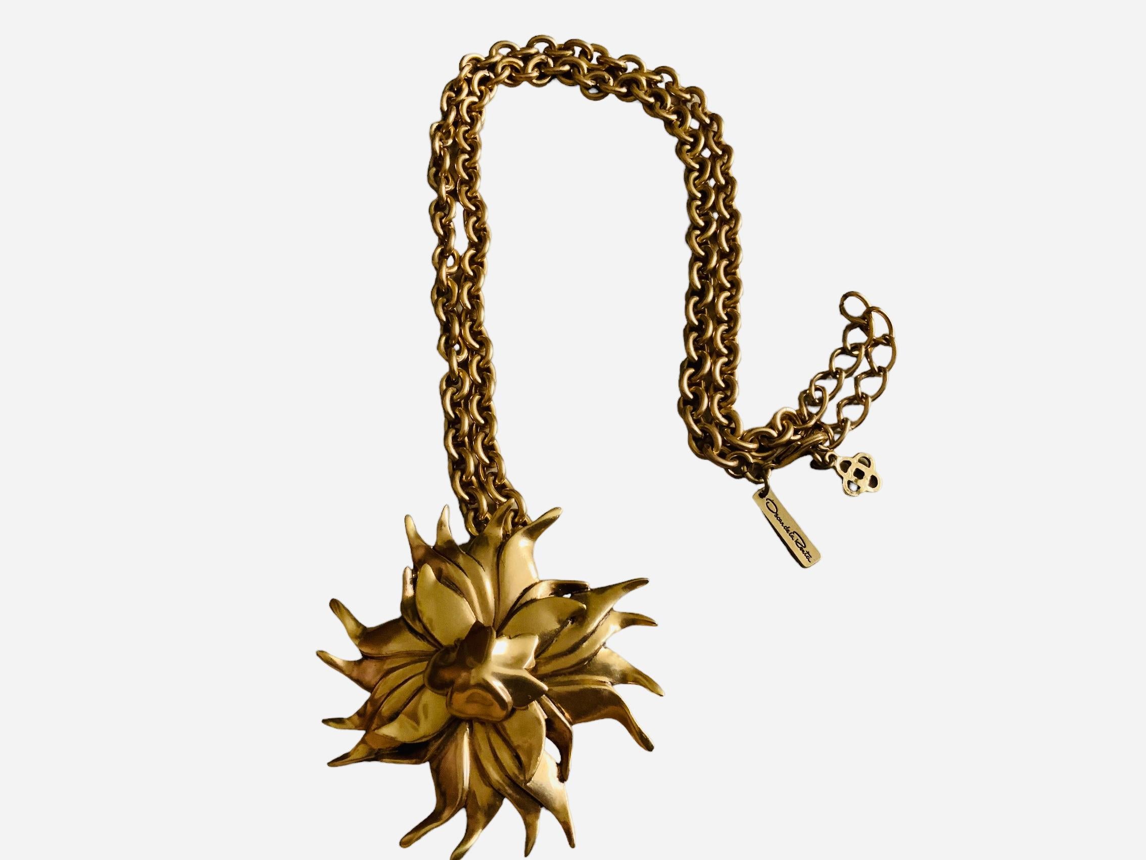Oscar De La Renta Set of Gold Plated Leaves Bracelet and Necklace For Sale 5