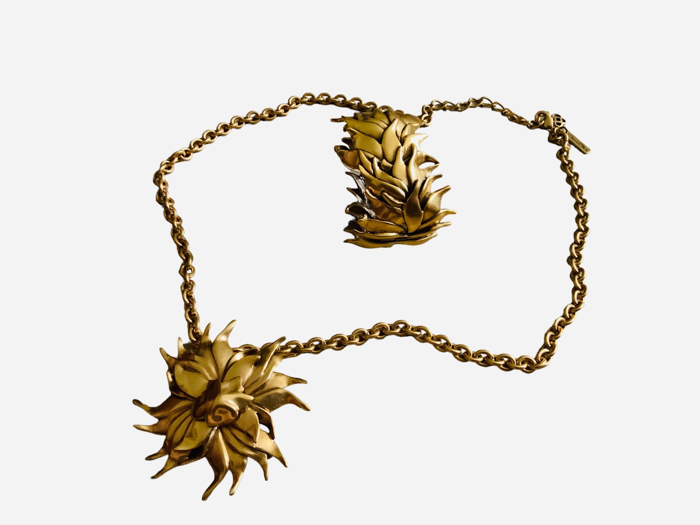 Oscar De La Renta Set of Gold Plated Leaves Bracelet and Necklace For Sale 2