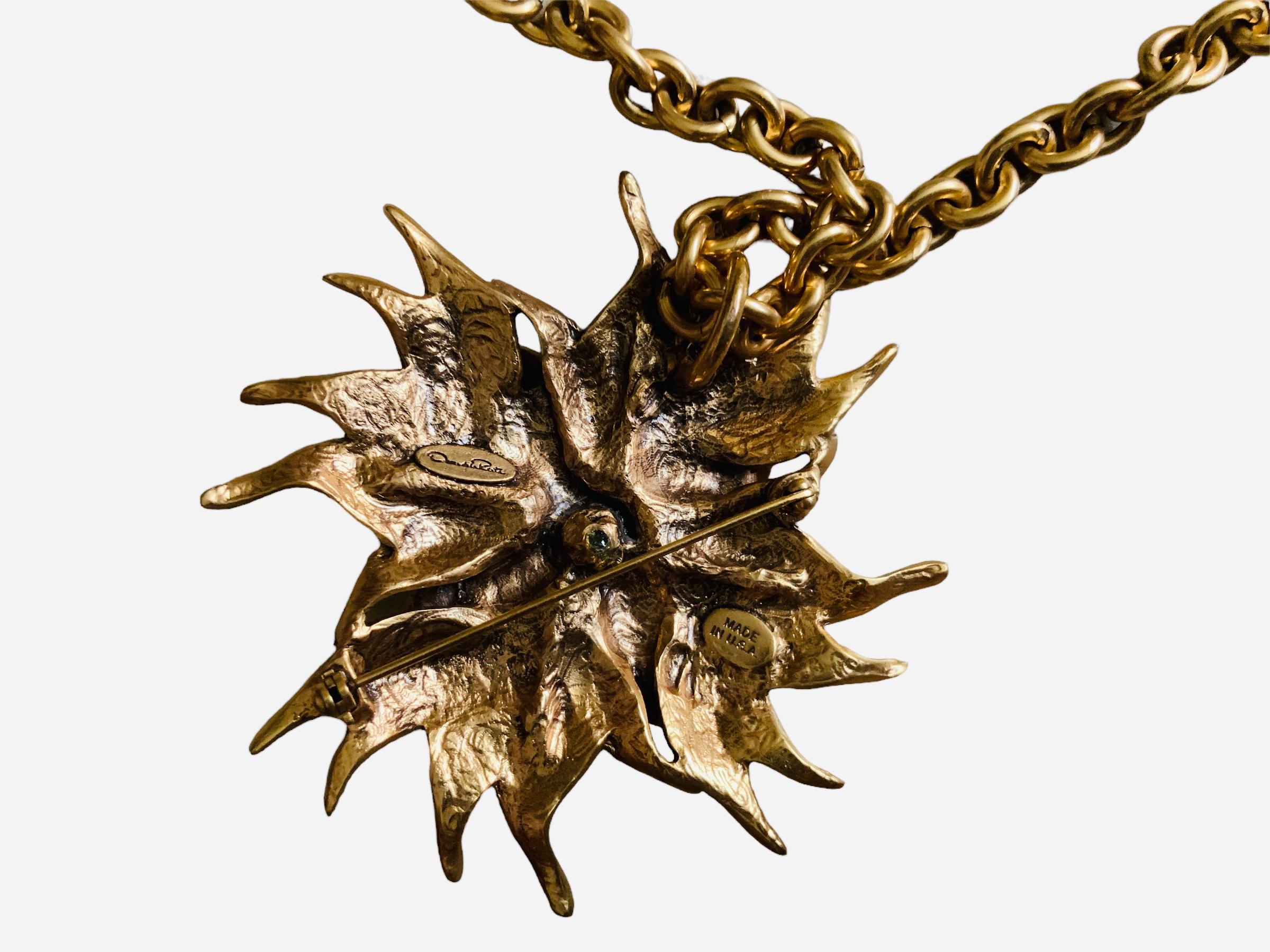 Oscar De La Renta Set of Gold Plated Leaves Bracelet and Necklace For Sale 3
