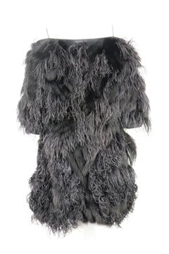 Oscar De La Renta Shadow Fox Fur And Feather Coat US 8 UK 12
