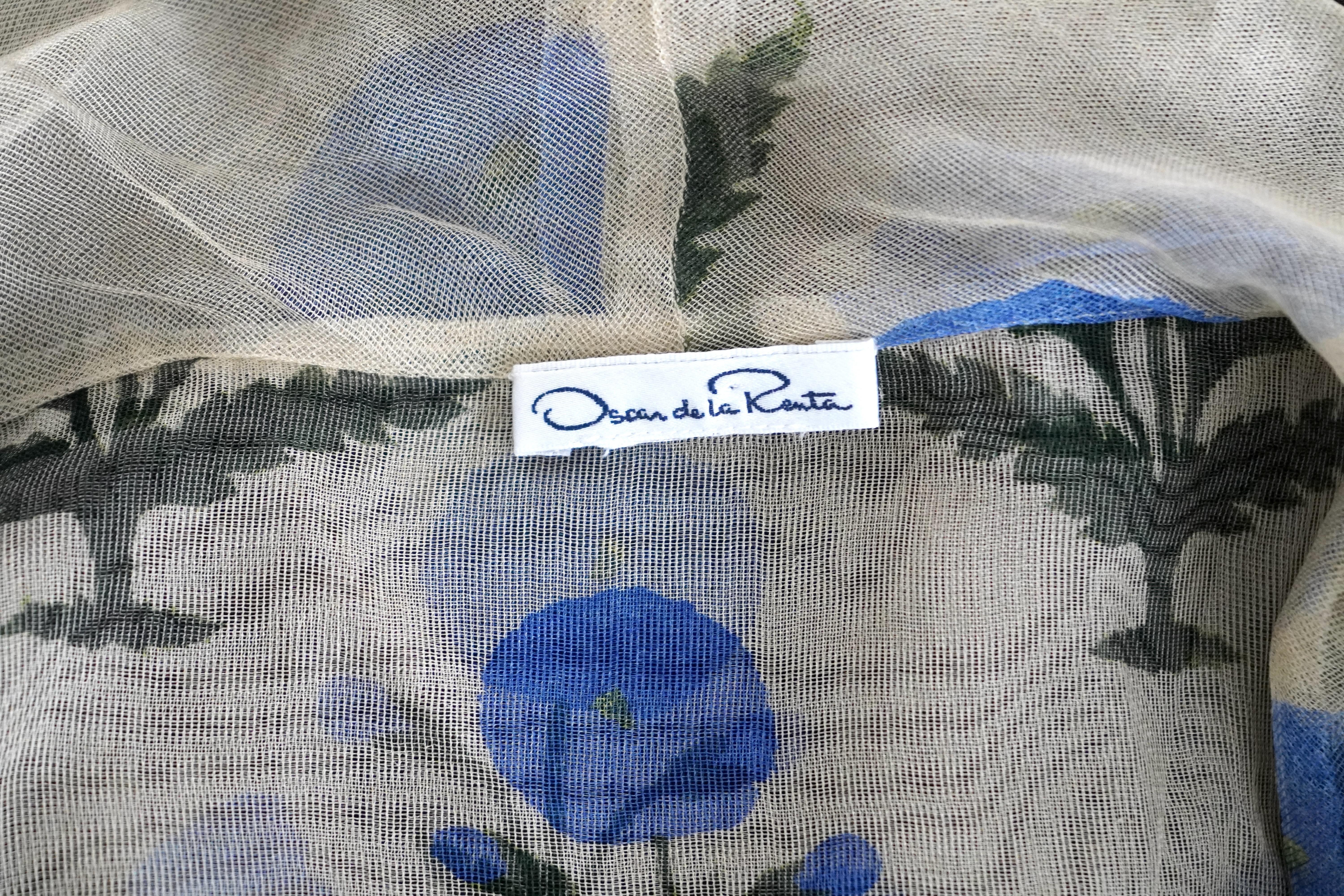 Oscar De La Renta Transparente ärmellose Bluse mit Blumenmuster im Angebot 1