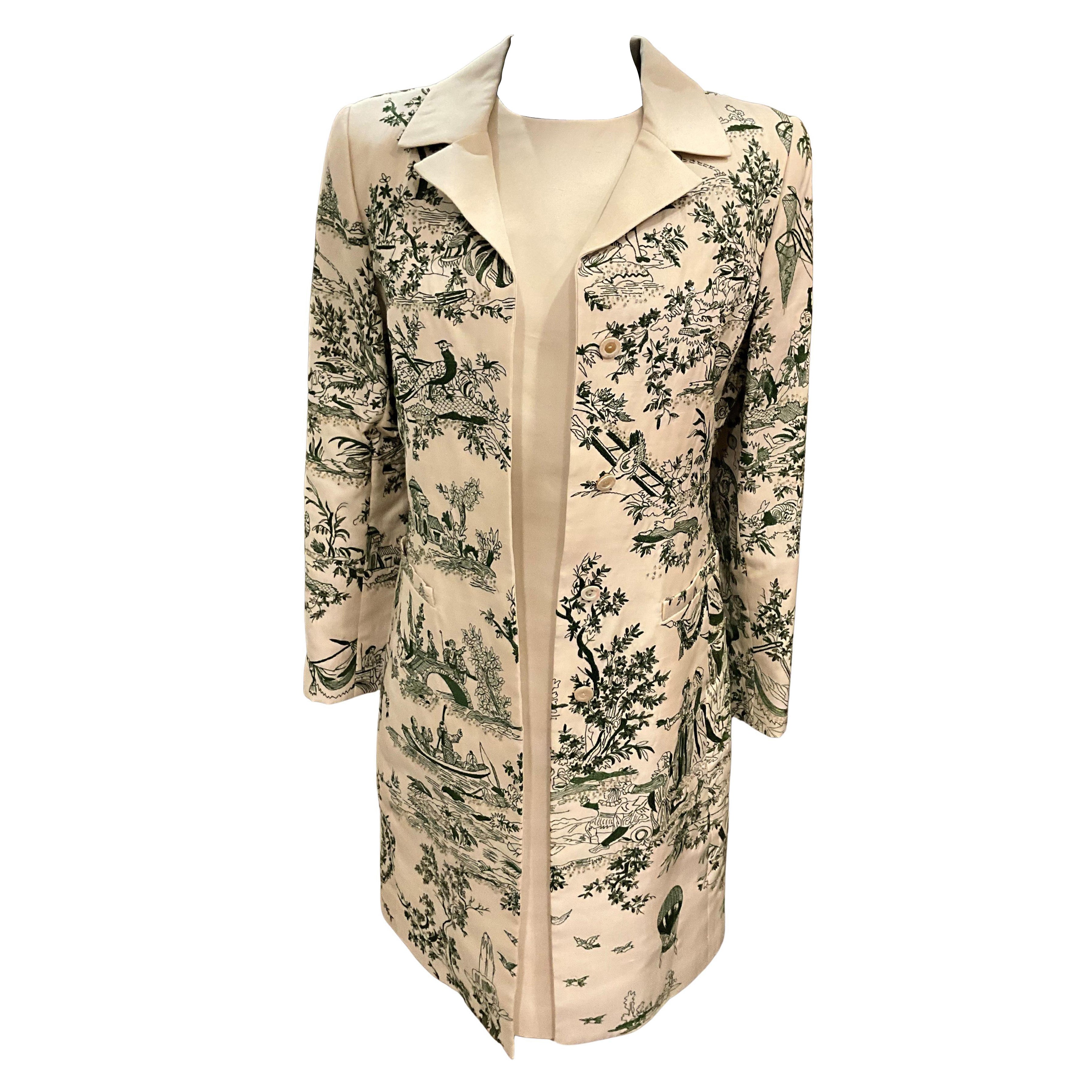 Oscar De La Renta Silk 2-piece Dress and Coat with Hand Beading