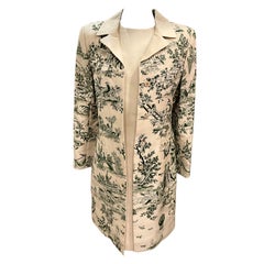 Oscar De La Renta Silk 2-piece Dress and Coat with Hand Beading
