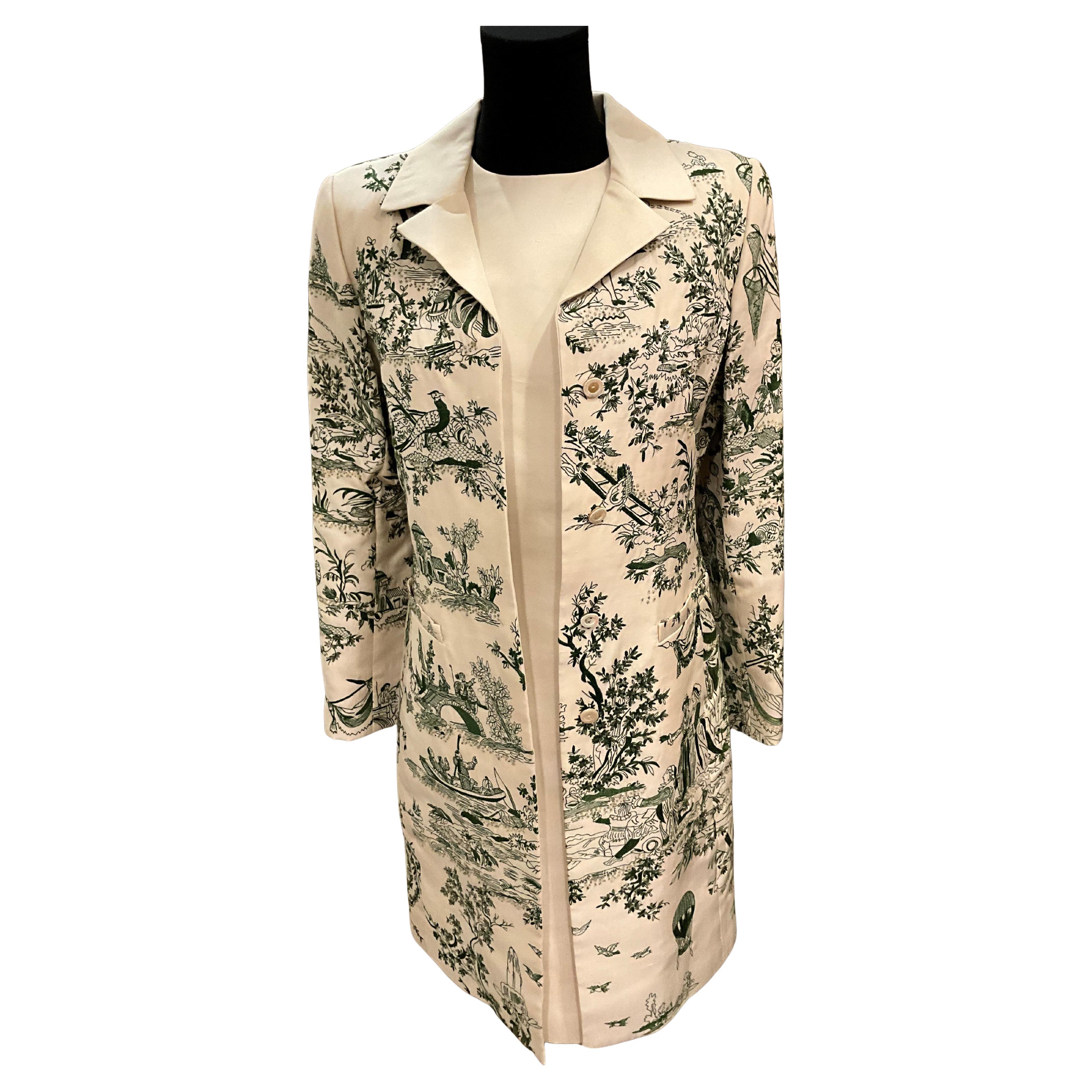Oscar De La Renta Silk 2-piece Dress and Coat with Hand Beading