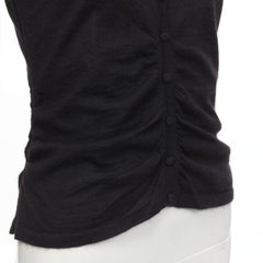 OSCAR DE LA RENTA silk cashmere gathered front black cardigan XS