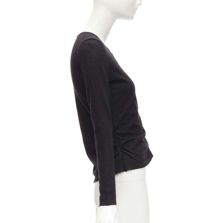 Women's OSCAR DE LA RENTA silk cashmere gathered front black cardigan XS For Sale