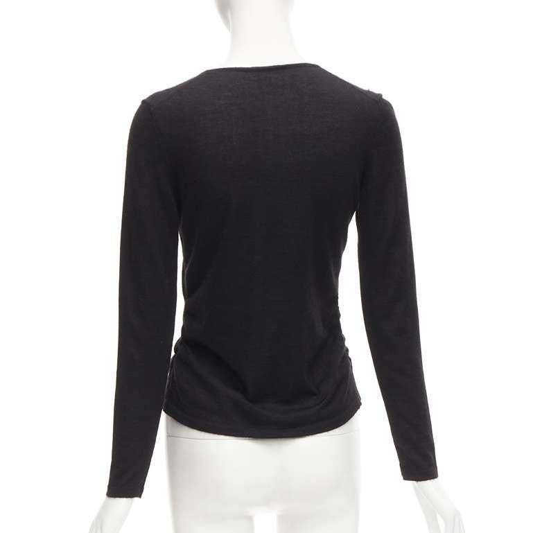 OSCAR DE LA RENTA silk cashmere gathered front black cardigan XS For Sale 1