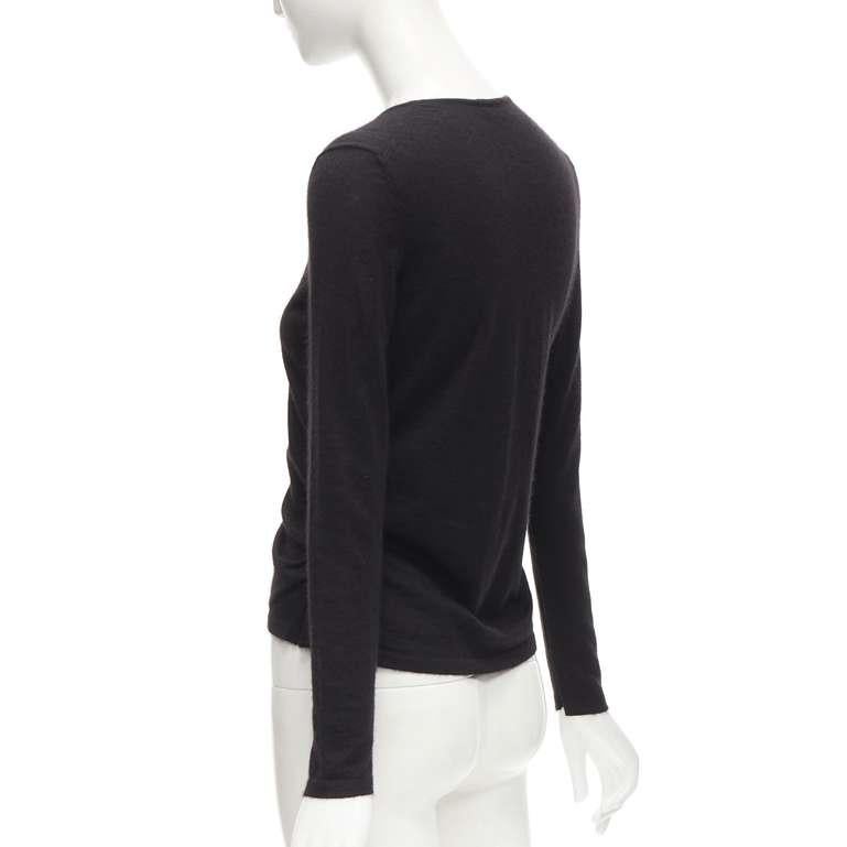 OSCAR DE LA RENTA silk cashmere gathered front black cardigan XS For Sale 2