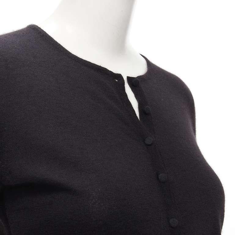 OSCAR DE LA RENTA silk cashmere gathered front black cardigan XS For Sale 3